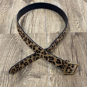 Gap Calf Hair Leather Belt Leopard Print Gold Tone Hardware XS